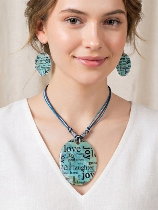 Fashion Letters Print Nacklace and Earrings Set